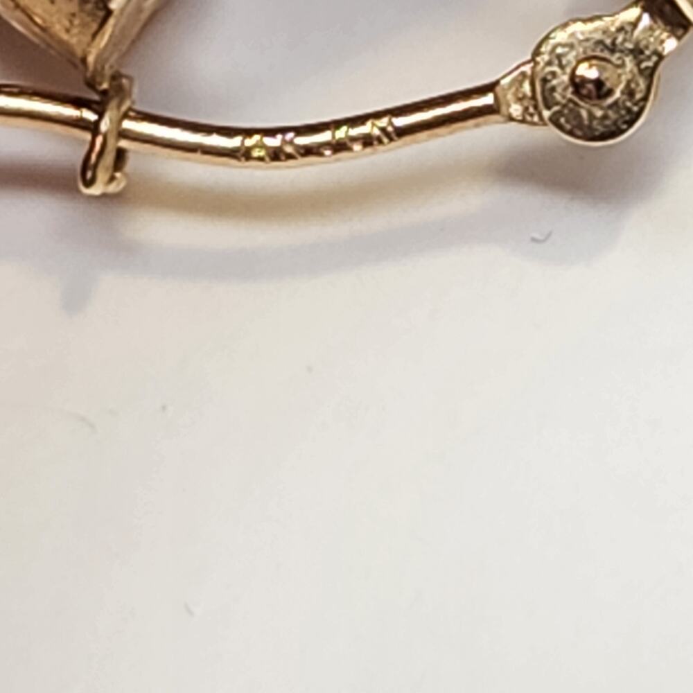 JCM 14k Yellow Gold Small Wide Hoop Earrings Rope Textured Edge Jacmel Mauritius - Picture 5 of 7
